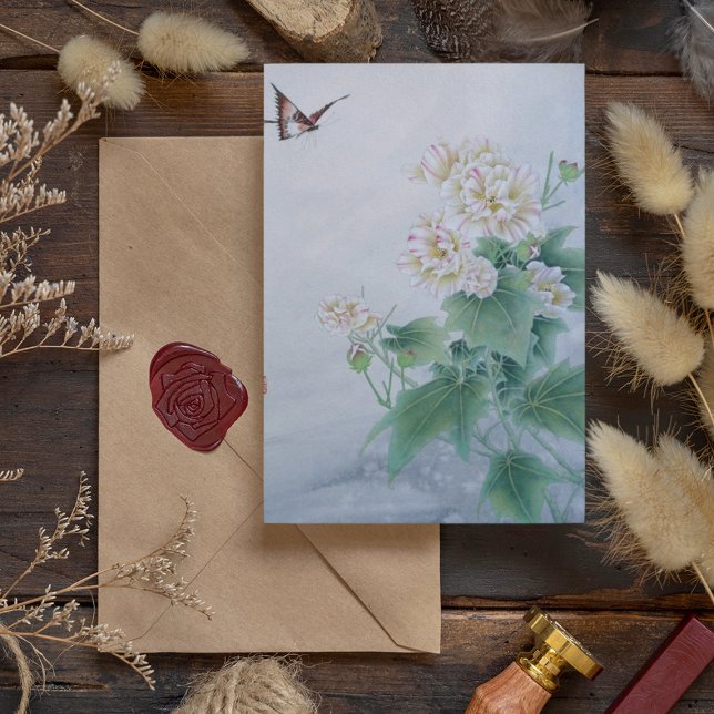 Postal Flor china con mariposa (Subido por el creador)