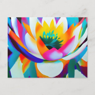 Postal Flor colorida sobre un fondo negro de loto
