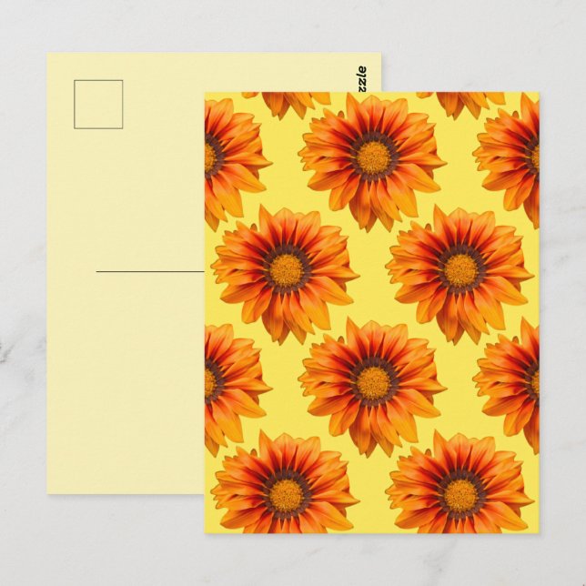 Postal Flor cortada con gradiente naranja amarillo brilla (Anverso / Reverso)