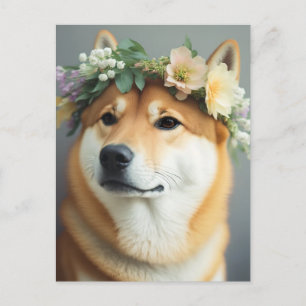 Postal Flor Crown Shiba Inu