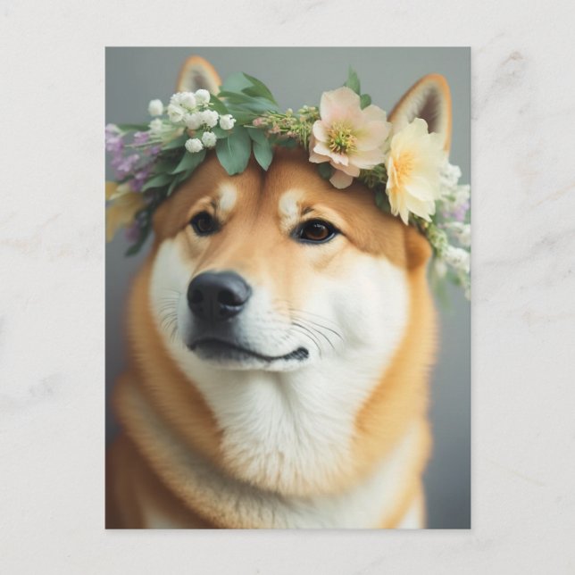 Postal Flor Crown Shiba Inu (Anverso)