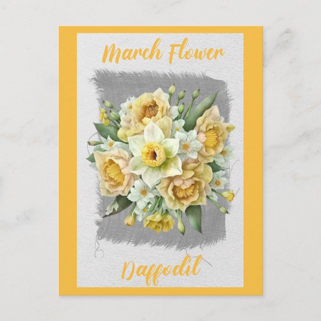 Postal Flor Daffodil Flor March Vintage  (Anverso)