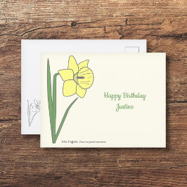 Postal Flor Daffodil Pastel Botánico