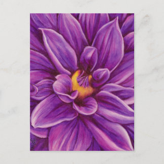 Postal Flor Dahlia morada arte original