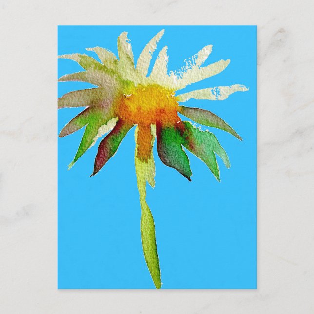 Postal Flor Daisy Blue de arte moderno (Anverso)