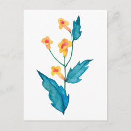 Postal Flor de acuarela amarilla