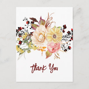 Postal Flor de acuarela romántica, floral bohemia