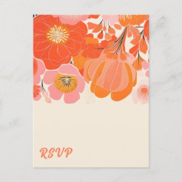 Postal Flor de adormidera rosa de coral RSVP