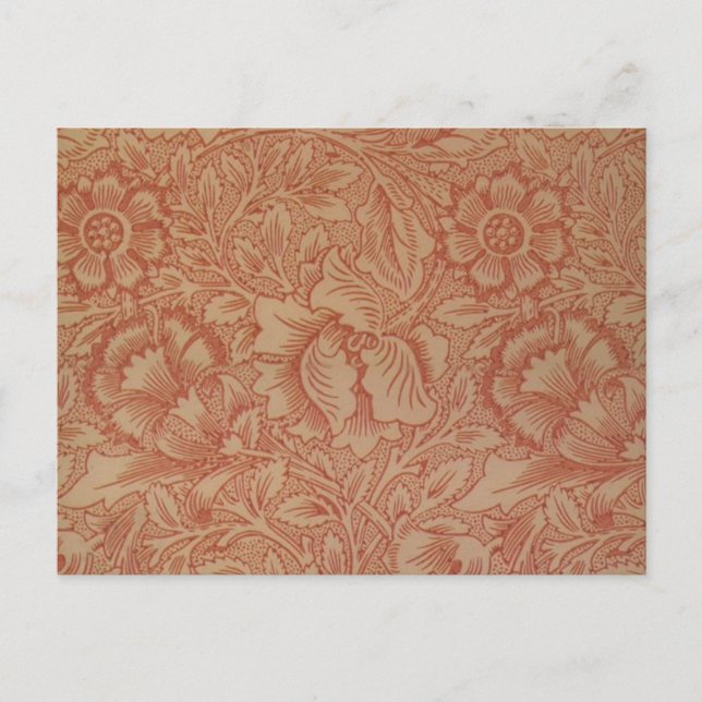 Postal Flor de amapola rosa William Morris (Anverso)