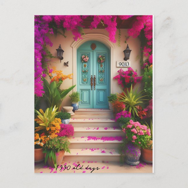 Postal flor de buganvillas de 1990 (Anverso)