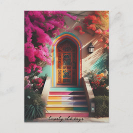 Postal flor de buganvillas retro tiro