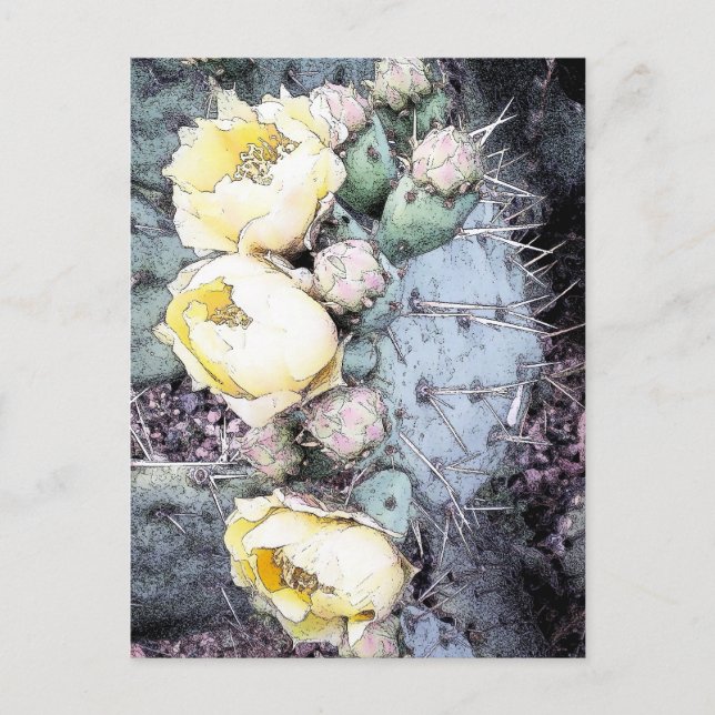 Postal Flor de Cactus Tinta Digital (Anverso)