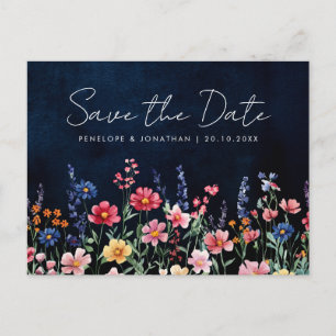 Postal Flor de Campo Rústico  Flora Ahorra la Fecha