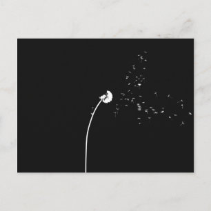 Postal Flor de canto blanco y negro minimalista moderna