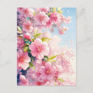 Postal Flor de cerezo acuarela floral naturaleza