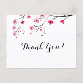 Postal Flor de cerezo de acuarela personalizada Gracias