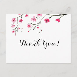 Postal Flor de cerezo de acuarela personalizada Gracias
