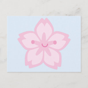 Postal Flor de cerezo en Kawaii