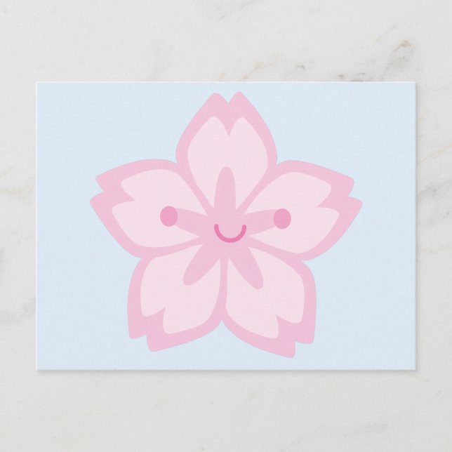 Postal Flor de cerezo en Kawaii (Anverso)