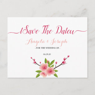 Postal Flor de cerezo floral Save the Date