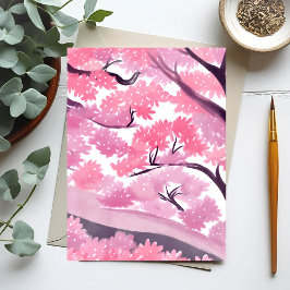 Postal Flor de cerezo rosa | Acuarela de la naturaleza