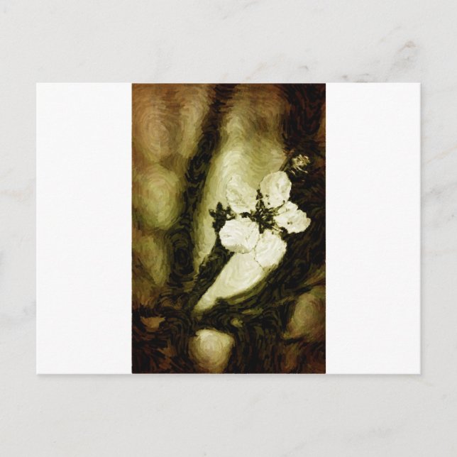 Postal Flor de cerezo sepia (Anverso)