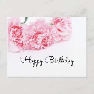 Postal Flor de clavel rosa Feliz cumpleaños