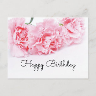 Postal Flor de clavel rosa Feliz cumpleaños