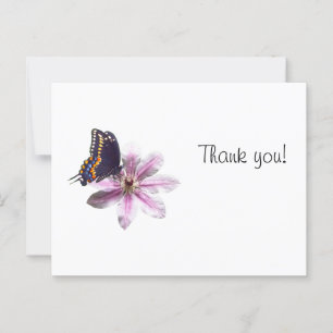 Postal Flor de clematis y mariposa de cerda negra