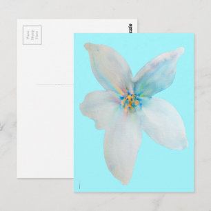 Postal Flor de color pastel blanco