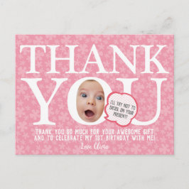 Postal flor de color rosa bebé divertido cumpleaños perso