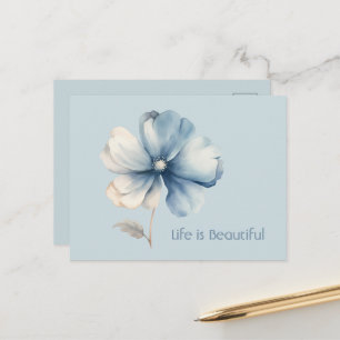 Postal Flor de crema azul bonita