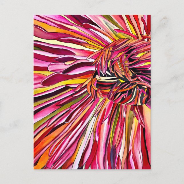 Postal Flor de crisantemo acuarela (Anverso)