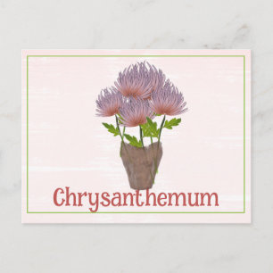Postal Flor de Crisantemo en Acuarela Cumpleaños de Novie