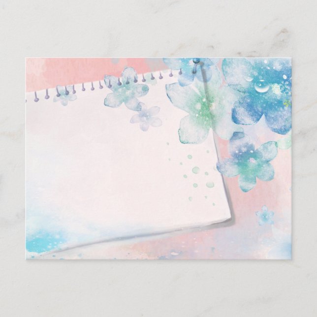 Postal Flor de espuma marina húmeda destino costero (Anverso)