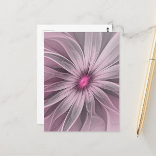 Postal Flor de fantasía Abstracto Plum Floral Fractal Art