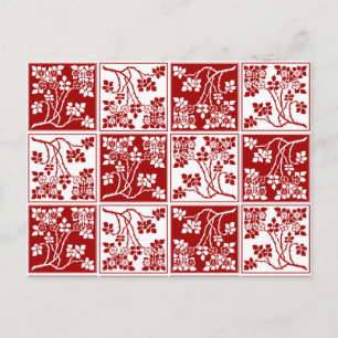 Postal Flor de flores rojas blancas cubiertas de Bonito b