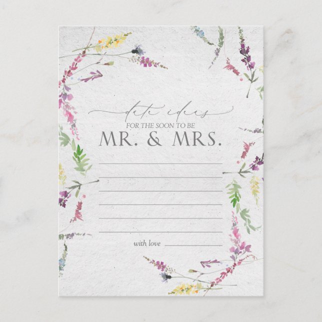 Postal Flor de flores silvestres acuarela Floral Date Ide (Anverso)