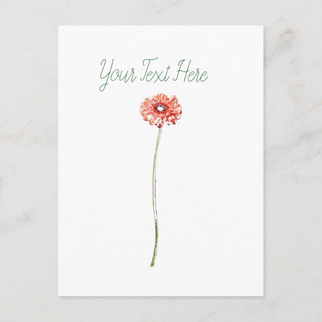 Postal Flor de Gerbera roja pálida (Anverso)