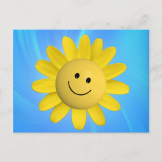 POSTAL FLOR DE GIRASOL FELIZ CARA DE DIBUJO ANIMADO GRÁFI