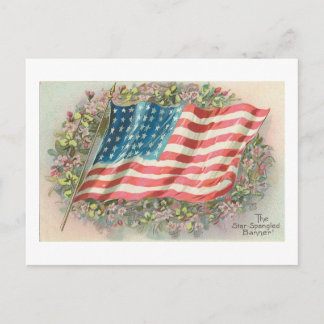 Postal Flor de gloria vieja de bandera española