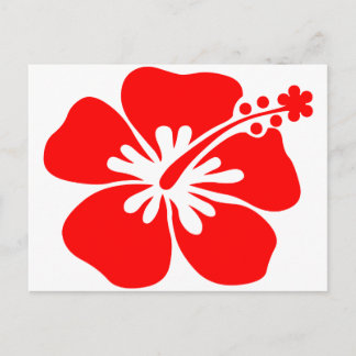 Postal Flor de hibiscos rojos