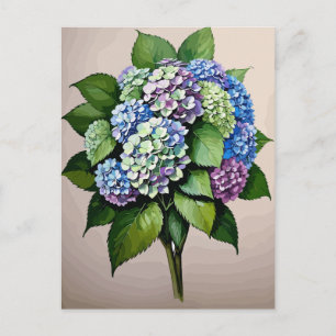 Postal Flor de hidrangea azul vintage
