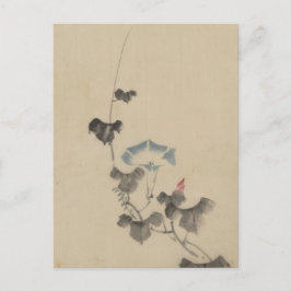 Postal Flor de Ipomeya Azul en la Vid por Hokusai