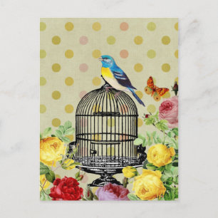 Postal Flor de jaula de aves