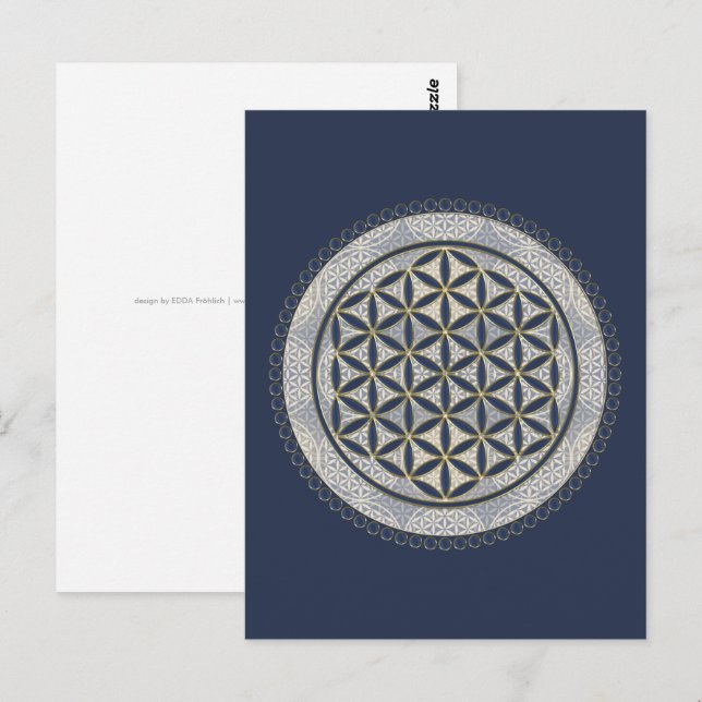 Postal FLOR DE LA VIDA - Arte Simbólico de Geometría Sagr (Anverso / Reverso)