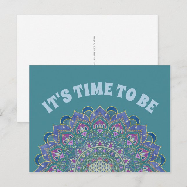 Postal Flor de la Vida - Mandala Estilo India 1 (Anverso / Reverso)