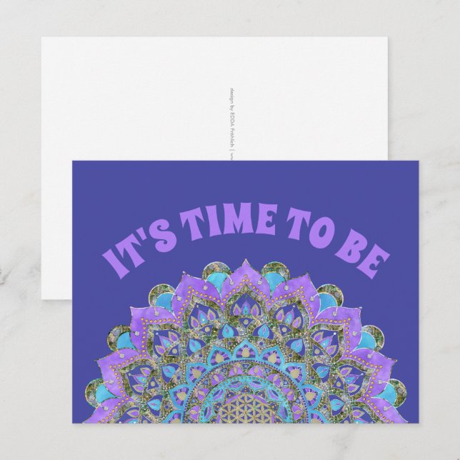 Postal Flor de la Vida - Mandala Estilo India 2 (Anverso / Reverso)