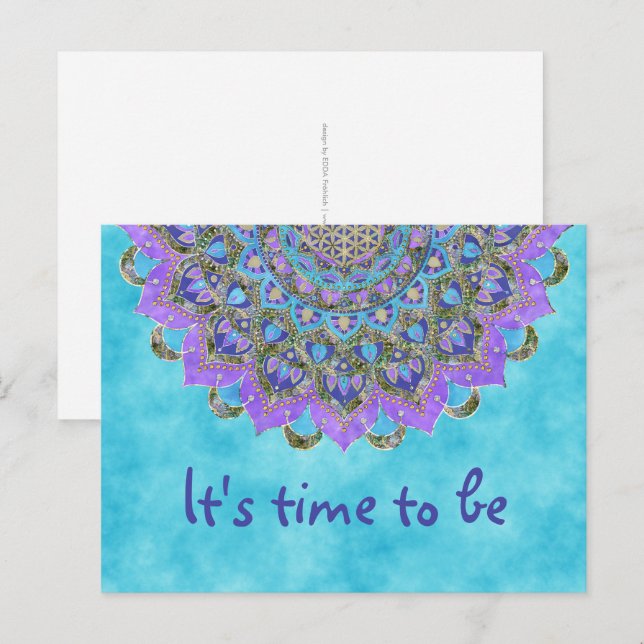 Postal Flor de la Vida - Mandala Estilo India 2 (Anverso / Reverso)