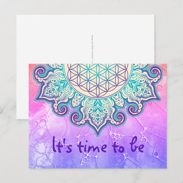 Postal Flor de la Vida - Mandala Indio 2 (Anverso / Reverso)